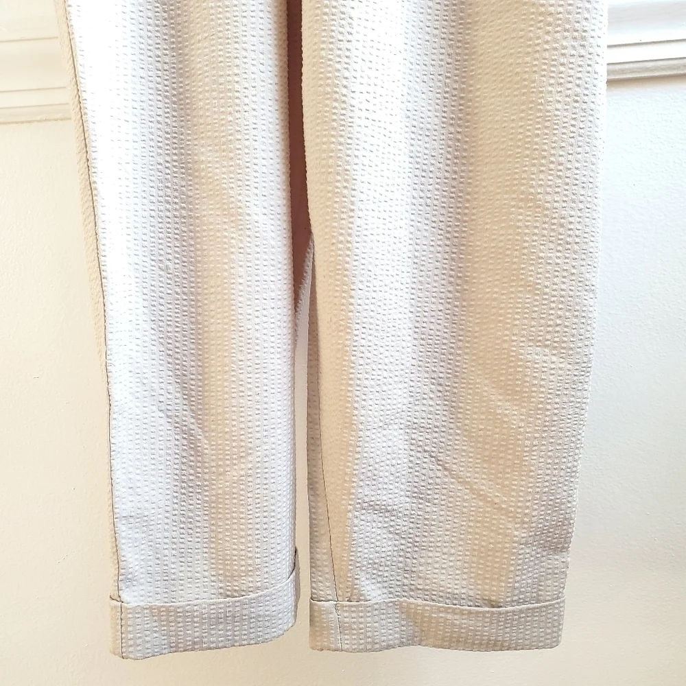 New Zara Textured Linen Blend V-Neck Sleeveless Belted Tan Jumpsuit NWT Size M